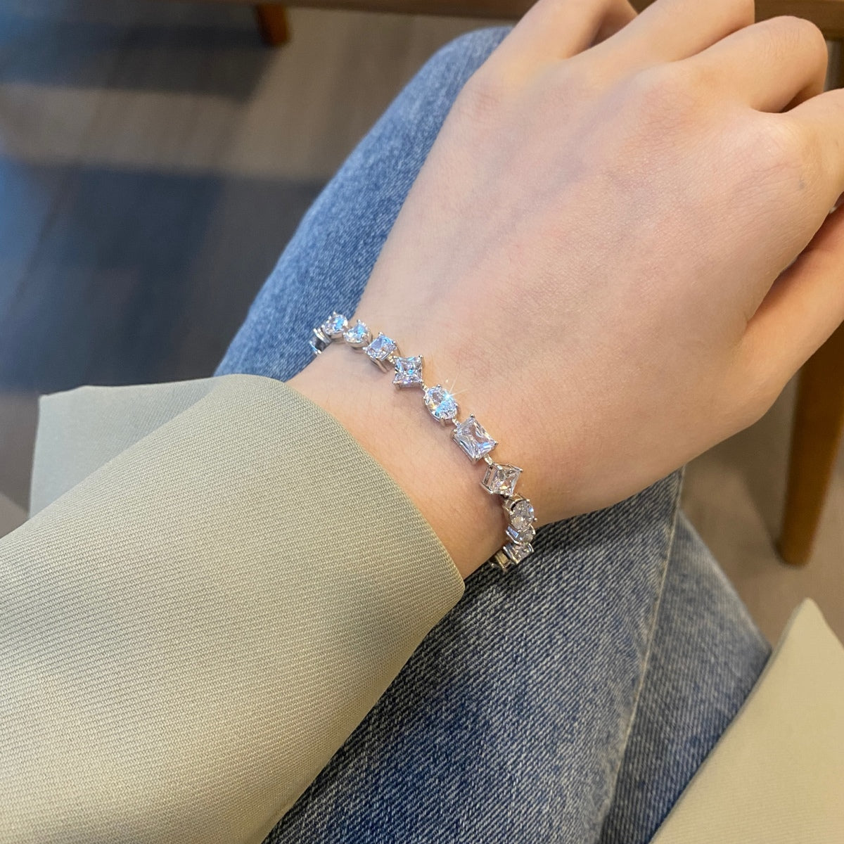 Unique Cut Tennis Bracelet Diana Hampton 