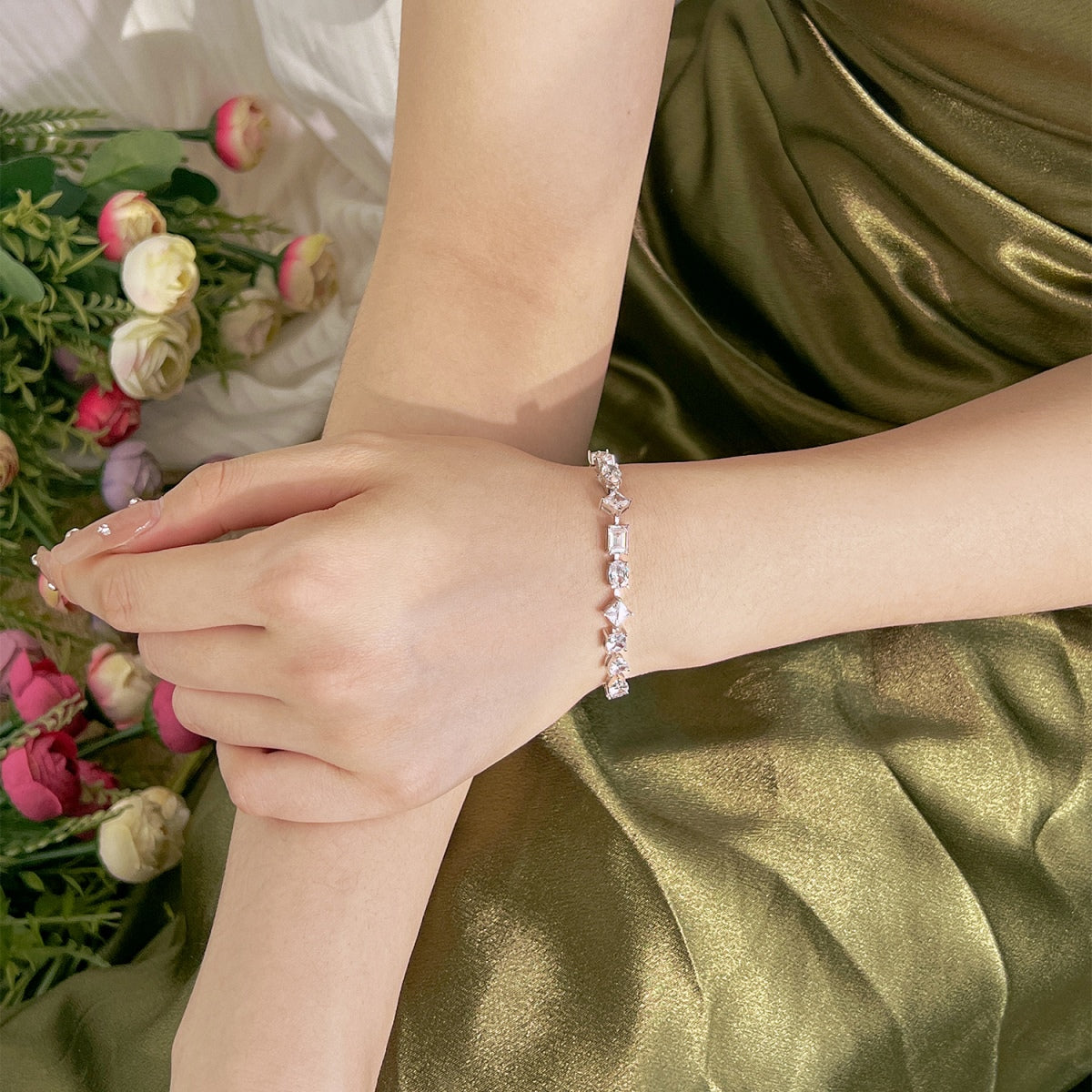 Unique Cut Tennis Bracelet Diana Hampton 