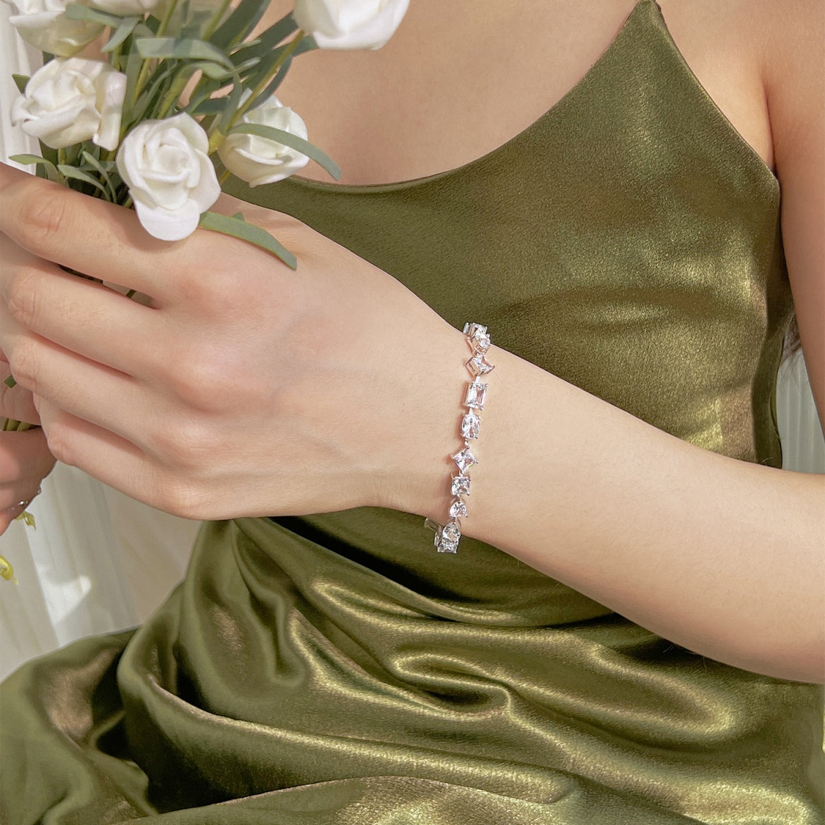 Unique Cut Tennis Bracelet Diana Hampton 